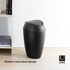 image:imageUmbra Twirla Trash Can Swing Top Garbage Can 24 Gallon Metallic White  Slim design fits narrow spaces stable weighted base easy wipe clean durable plasticBlack