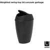 image:imageUmbra Twirla Trash Can Swing Top Garbage Can 24 Gallon Metallic White  Slim design fits narrow spaces stable weighted base easy wipe clean durable plasticBlack