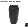 image:imageUmbra Twirla Trash Can Swing Top Garbage Can 24 Gallon Metallic White  Slim design fits narrow spaces stable weighted base easy wipe clean durable plasticBlack